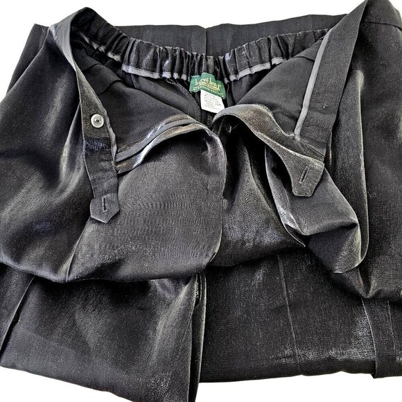 Harve Benard Silky Black Dress Pant Women 24W Pleat Front Pockets Full Leg NWT - Picture 1 of 12